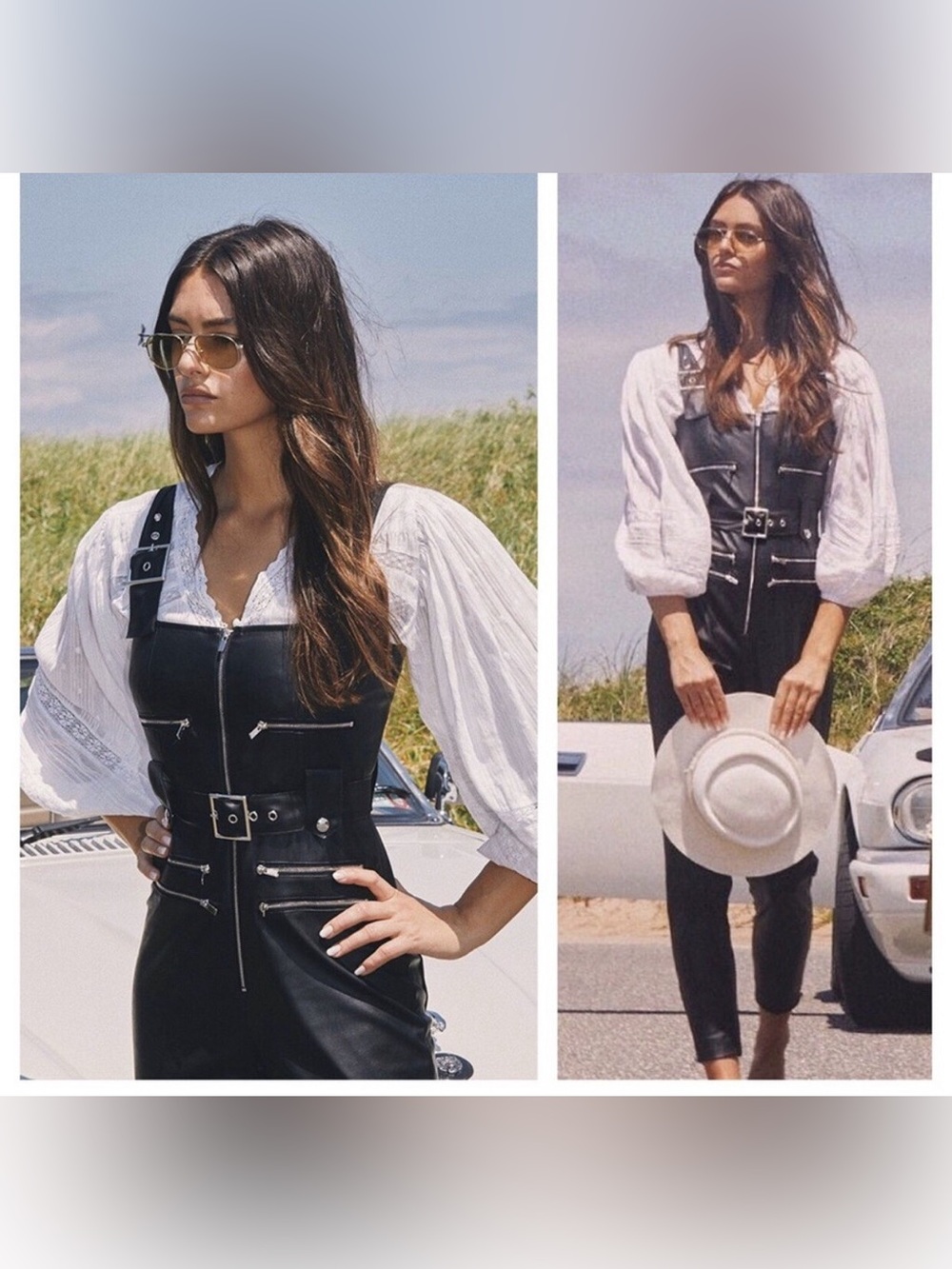 WeWoreWhat Faux Leather Overall Jumpsuit XS